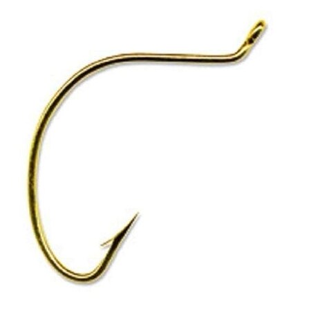 Mustad Classic Wide Gap Hook, Size 20 HollowSlightly Reversed Point, Offset, Up Eye, 24Kt Gold, 100PK 37160-GL-2/0-100